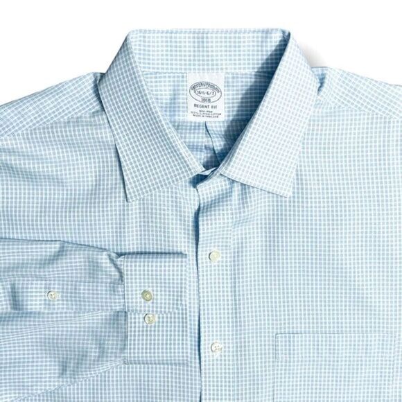 Brooks Brothers 16.5/34 Blue Plaid Dress Shirt Regent Fit Supima Cotton Non-Iron - Picture 1 of 6